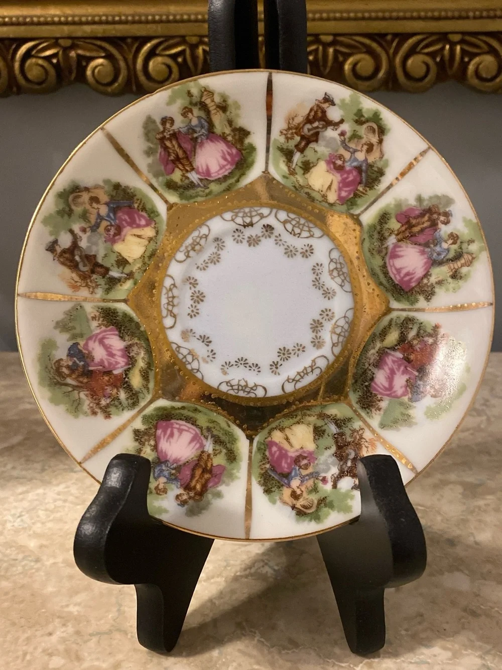 Decorative Pink and Gold Porcelain Plate